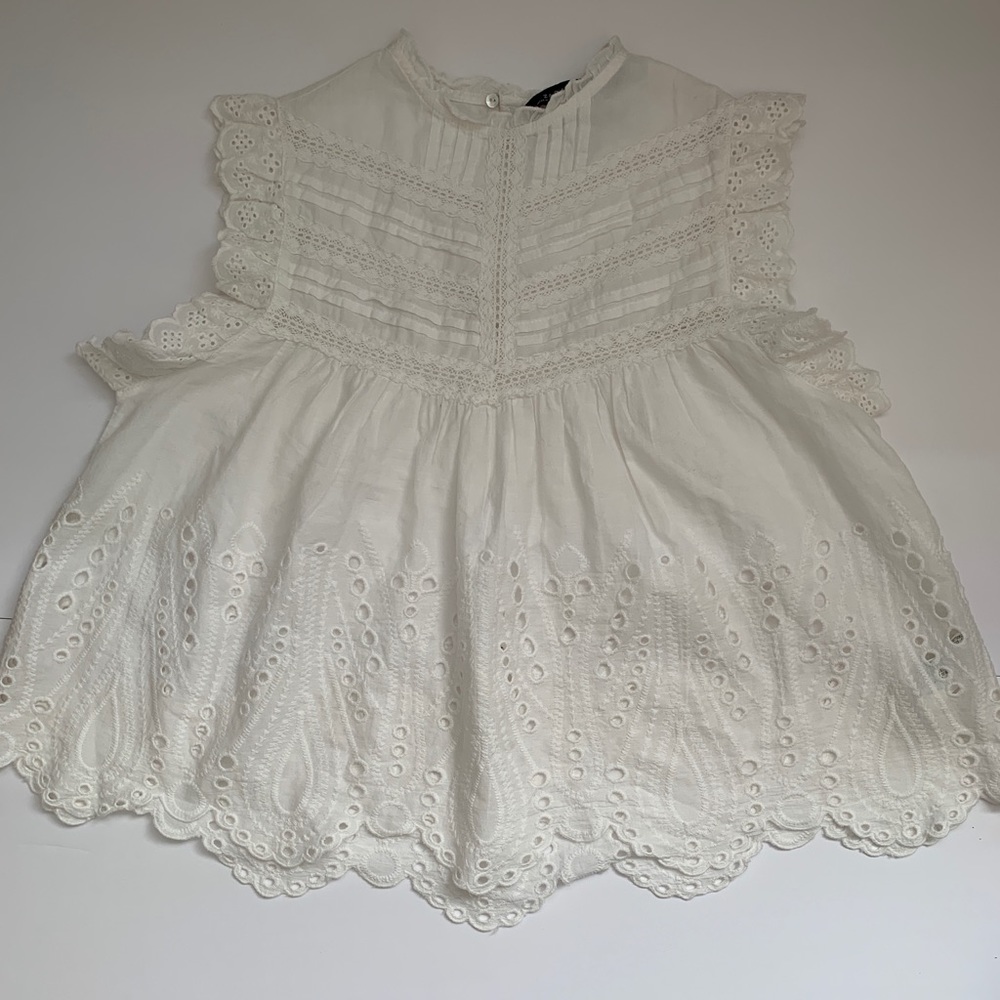 White eyelet top from Zara